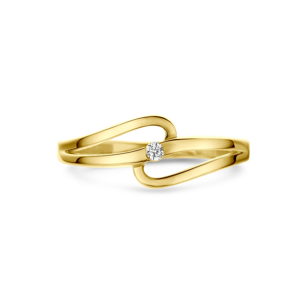 Anillo de oro amarillo de 14k con zirconia solitaria
