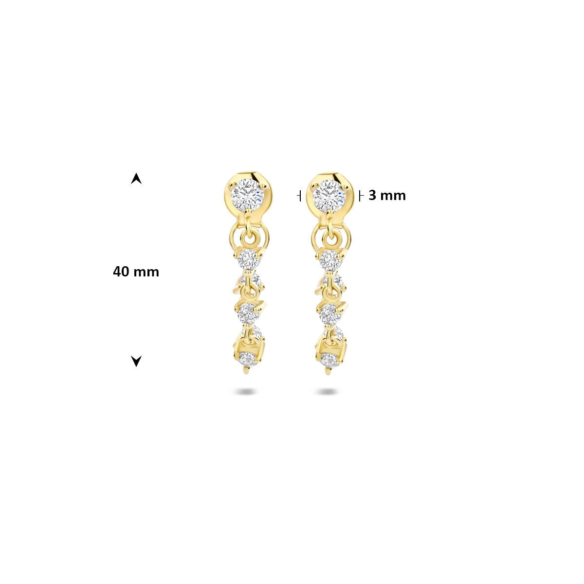 Pendientes de plata chapados en oro con circonitas - plata 925