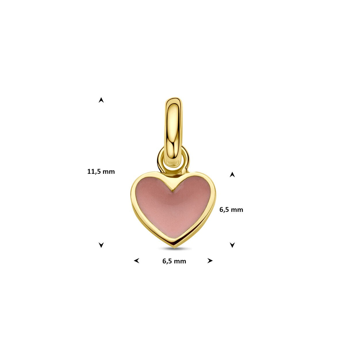 9k Geelgouden hanger hartje met roze emaille