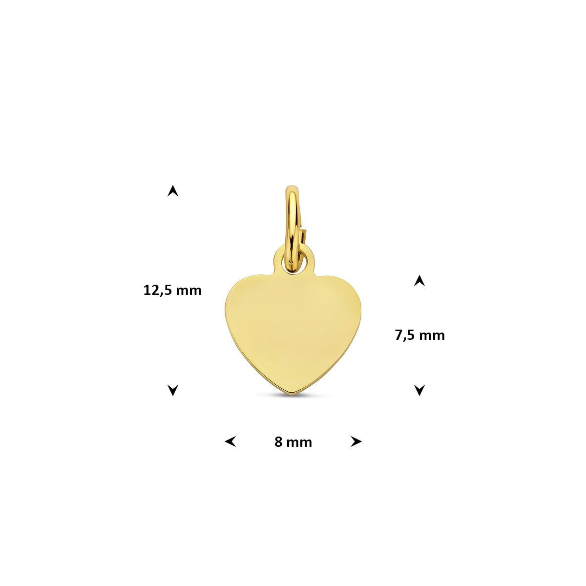 Collar de oro amarillo de 9k con colgante de corazón