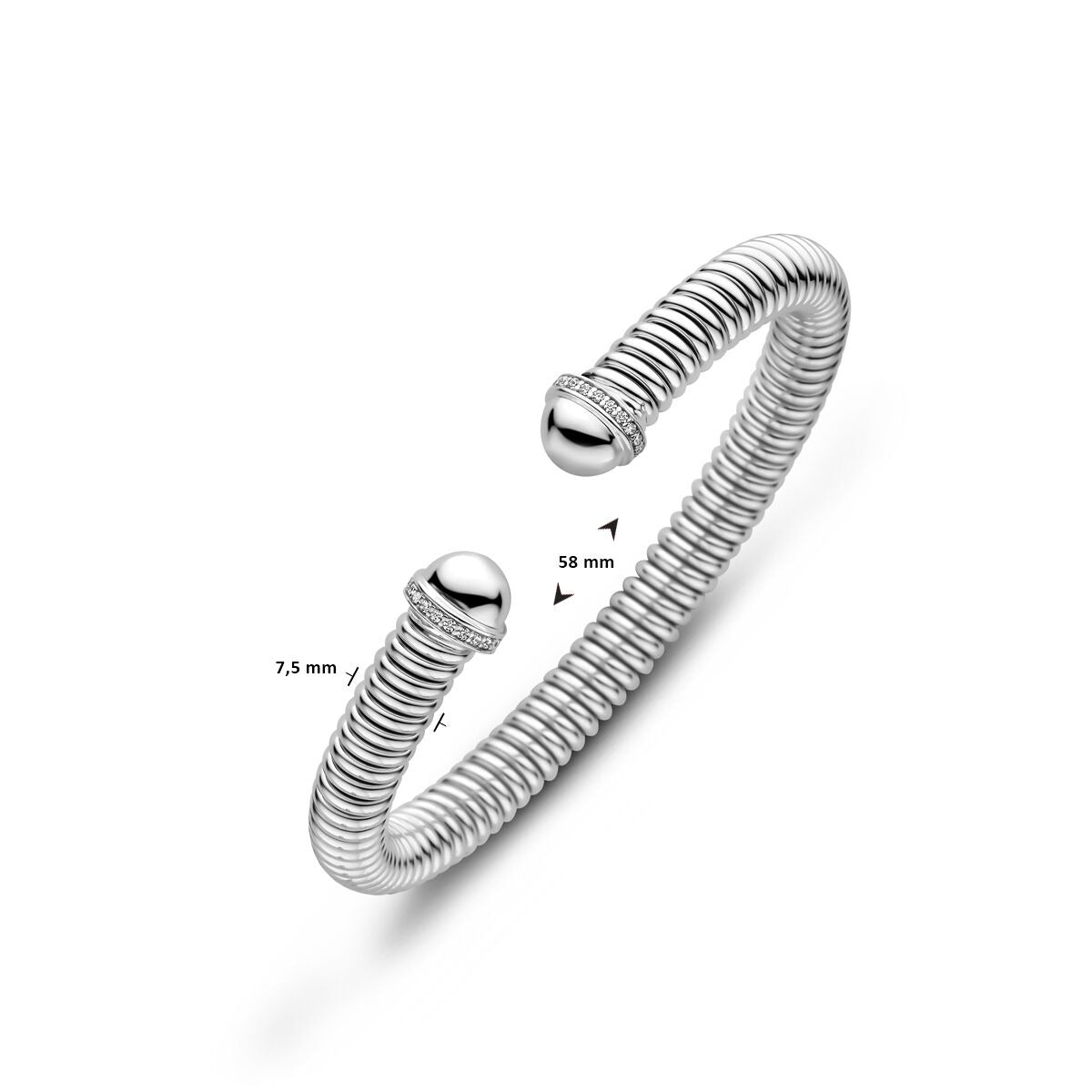 Pulsera de mujer de plata – pulsera rígida rodiada