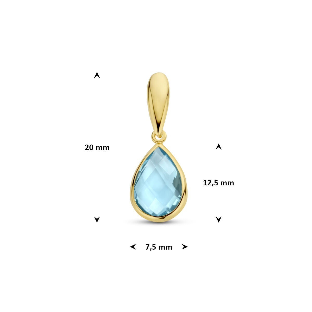 Colgante de oro amarillo de 9k con topacio azul