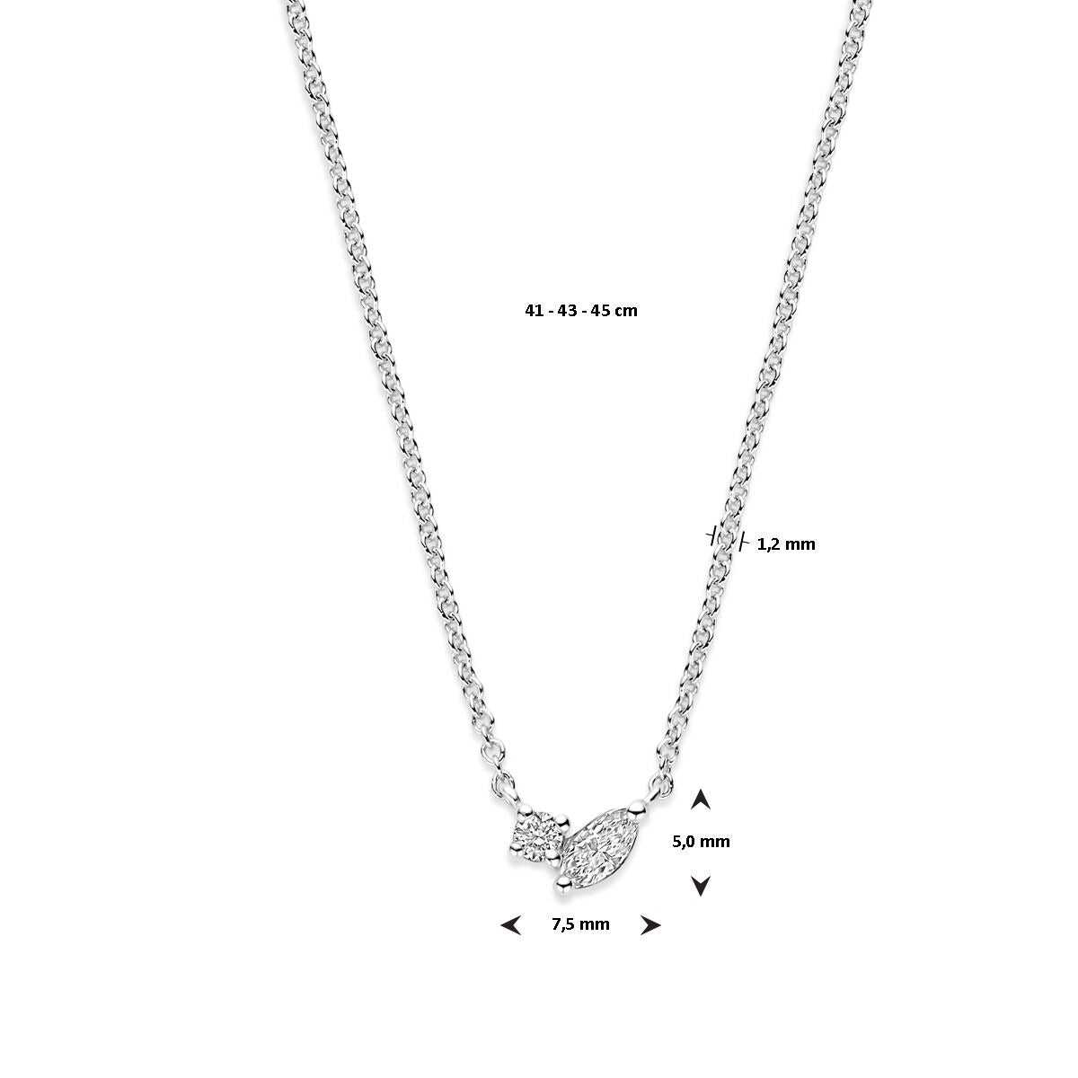 Collar de mujer en oro blanco – collar de 14k con diamante marquise