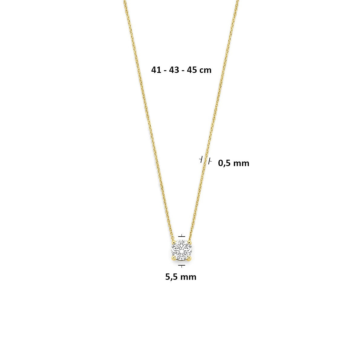 Collar de oro amarillo de 14k con diamante cultivado en laboratorio