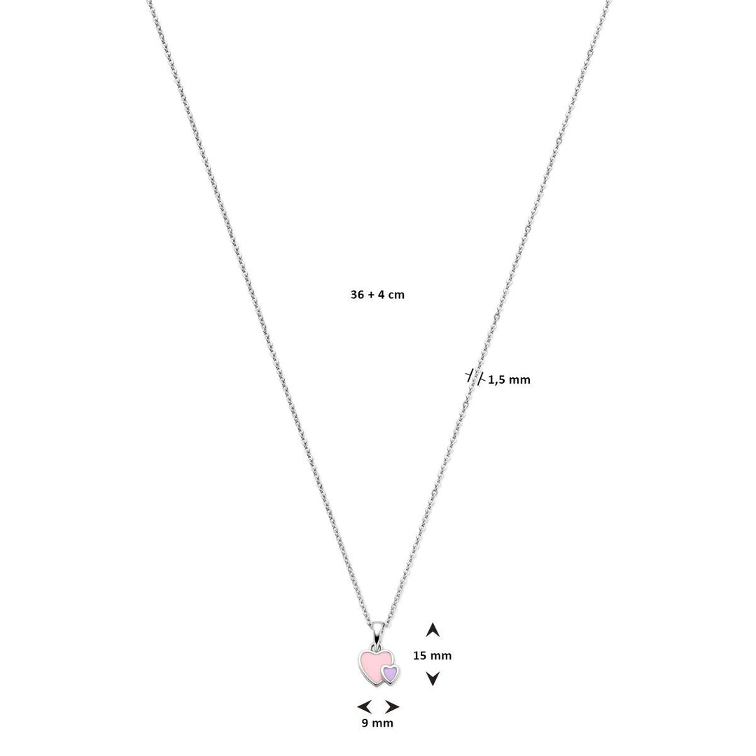 Zilveren kinder ketting met hartjes – gerhodineerd 925 zilver