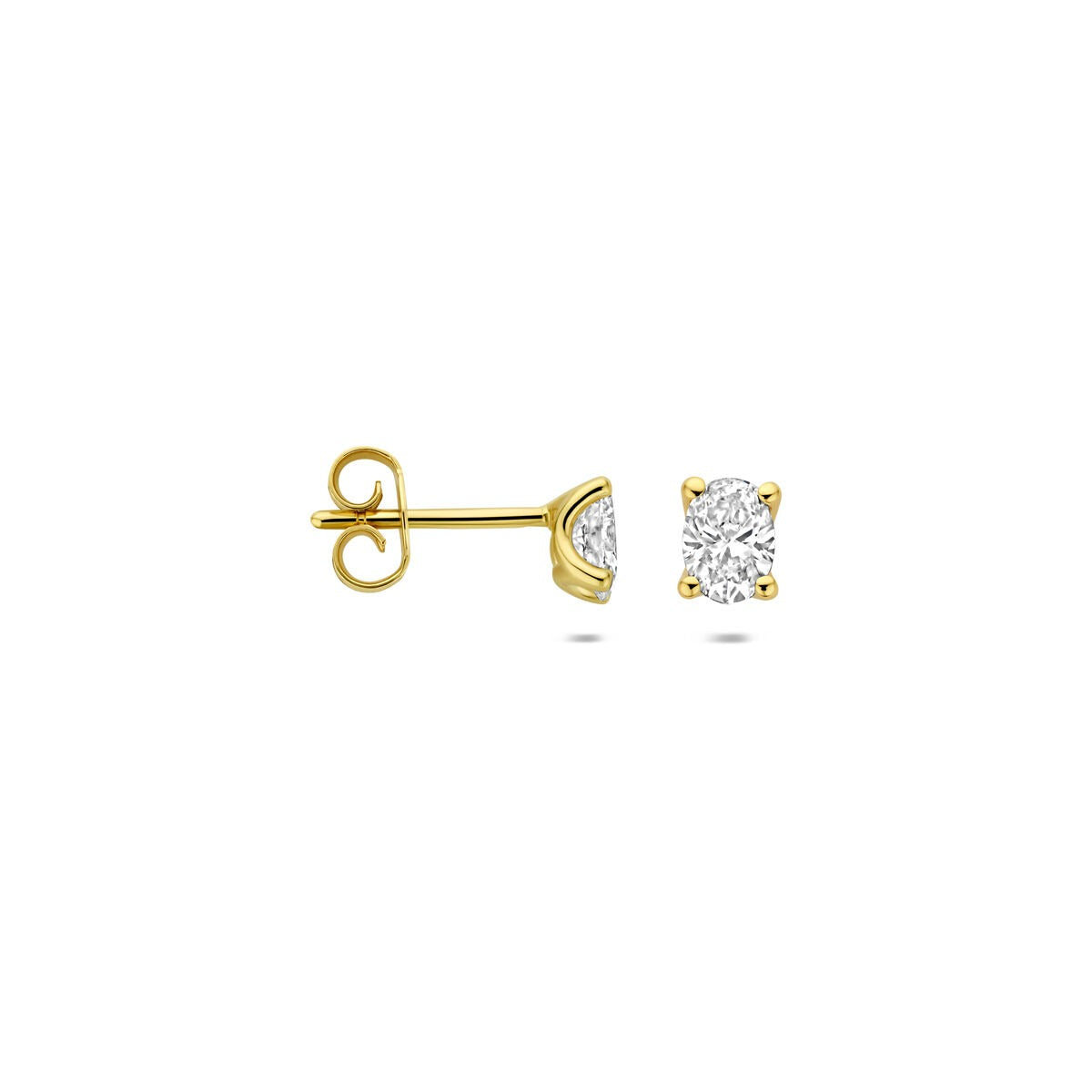 Pendientes de botón de oro amarillo con diamante cultivado en laboratorio – ovalado 0.60ct