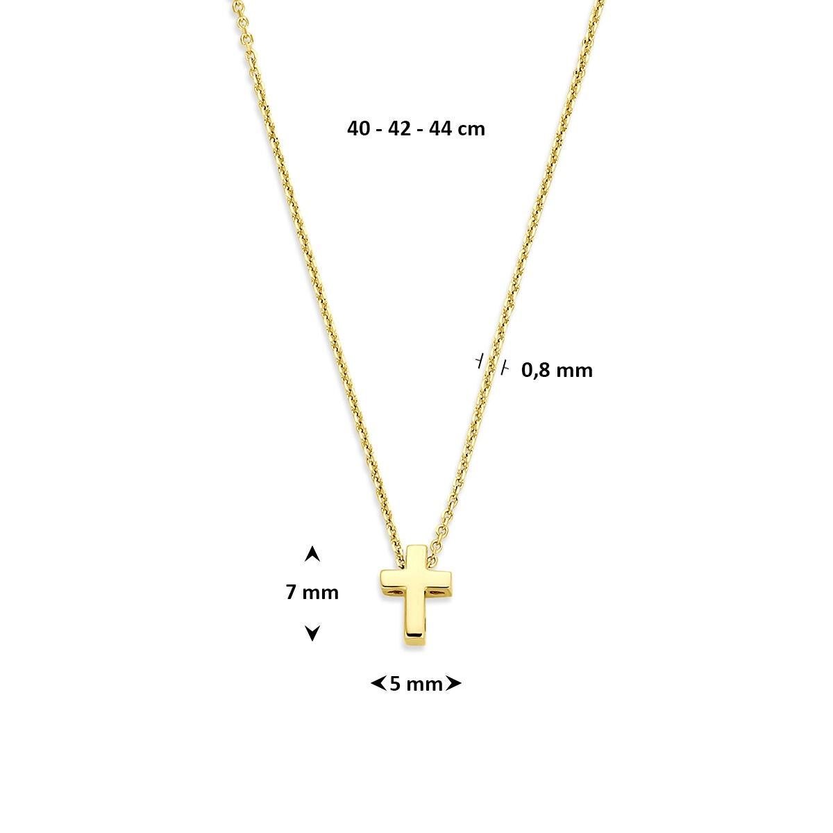 collar de oro amarillo con cruz