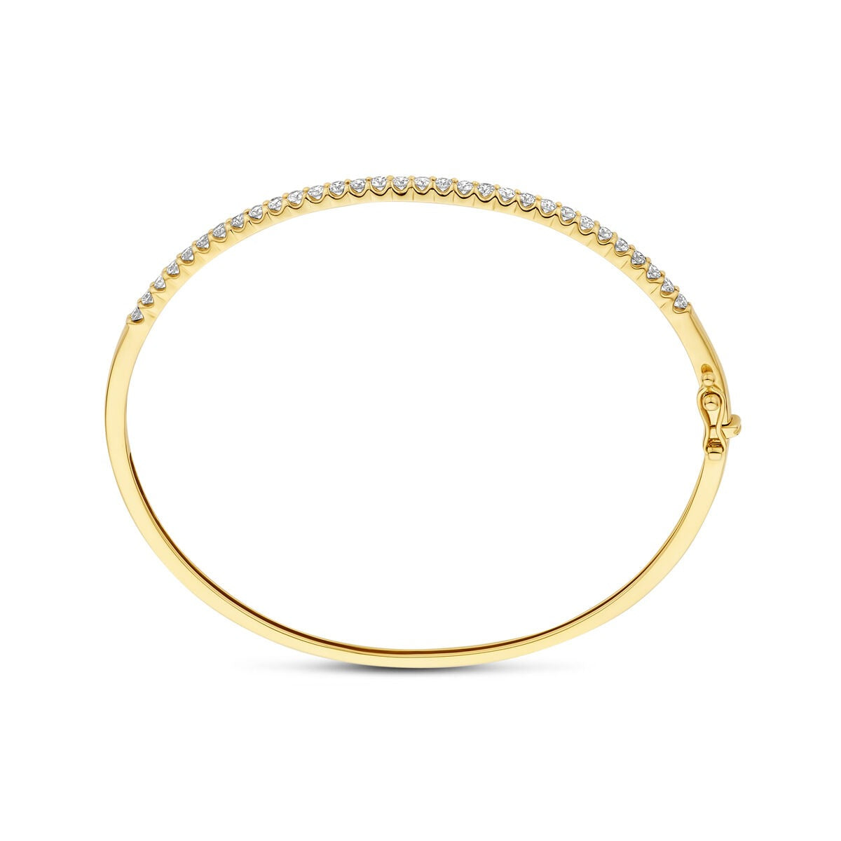 Brazalete de oro amarillo de 14k con diamante cultivado en laboratorio de 1.00ct