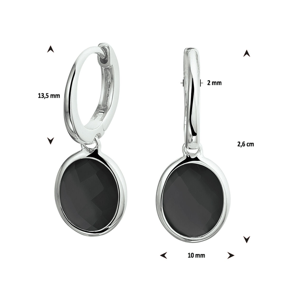 Aros de plata con colgantes de ónice – rodiados 925