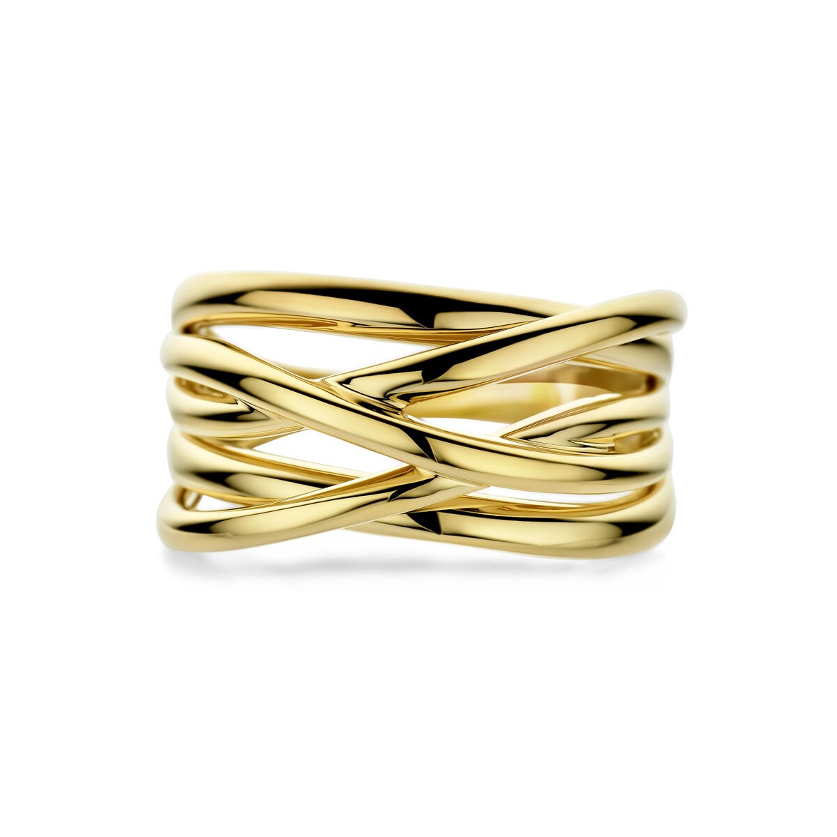Anillo de mujer de oro amarillo de 14k con banda ancha de 11 mm