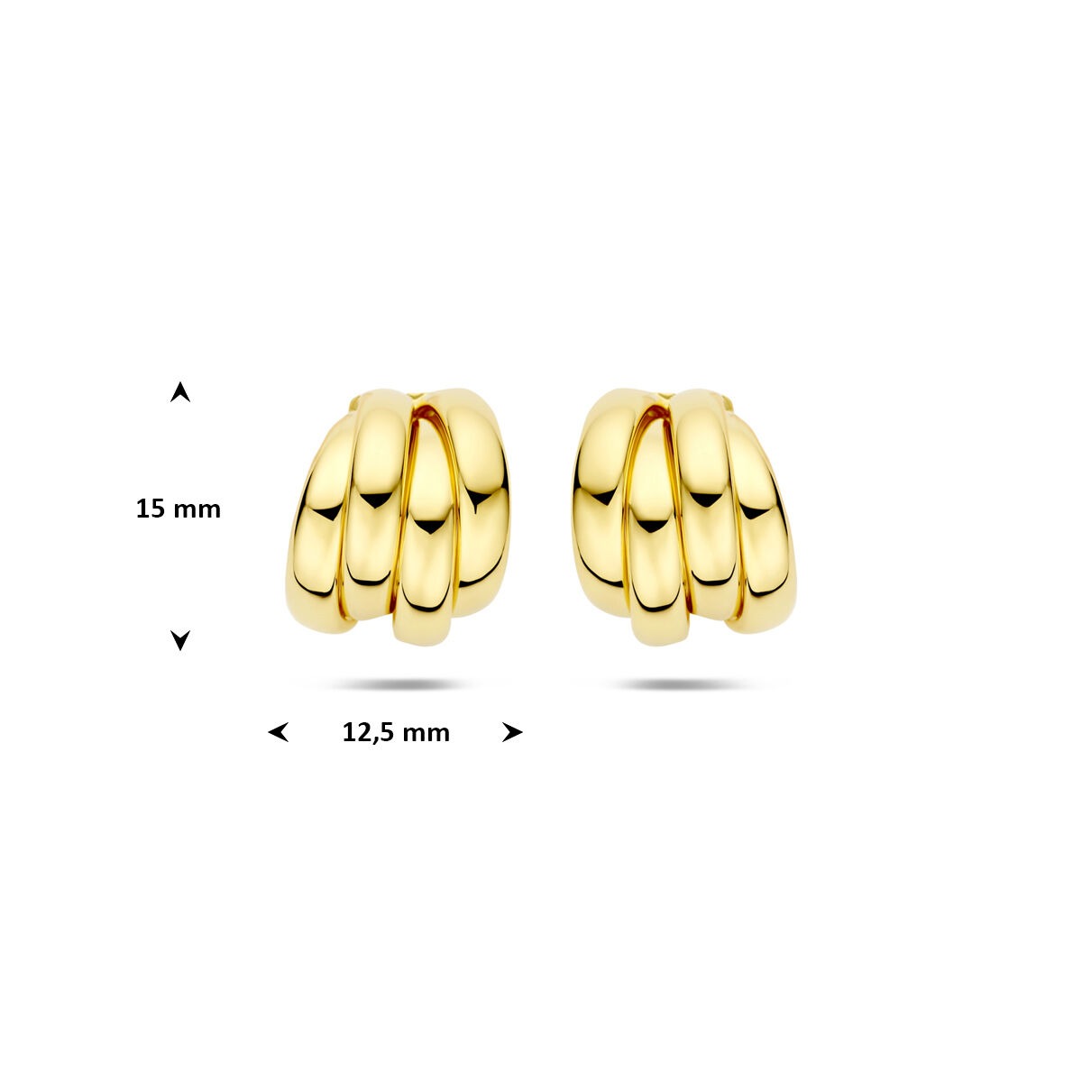 Aros chapados en oro de plata 925 15 x 12.5 mm