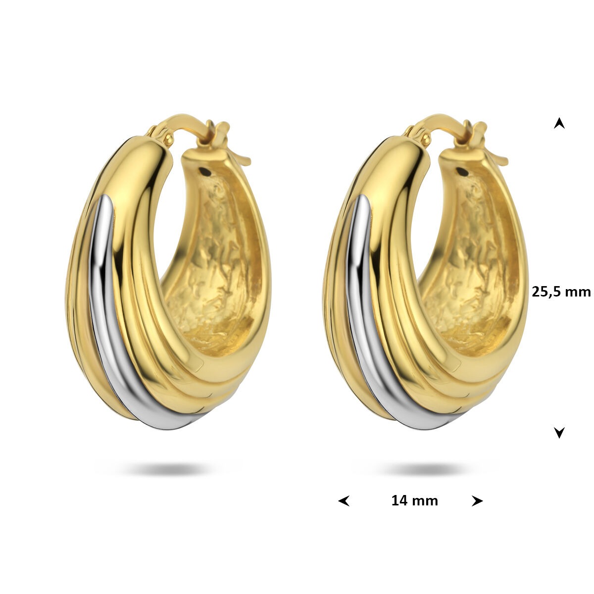 Pendientes de botón chapado en oro 925 plata 16,5 x 10 mm de mujer