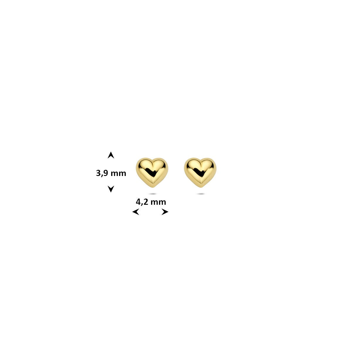 pendientes de botón de oro amarillo en forma de corazón