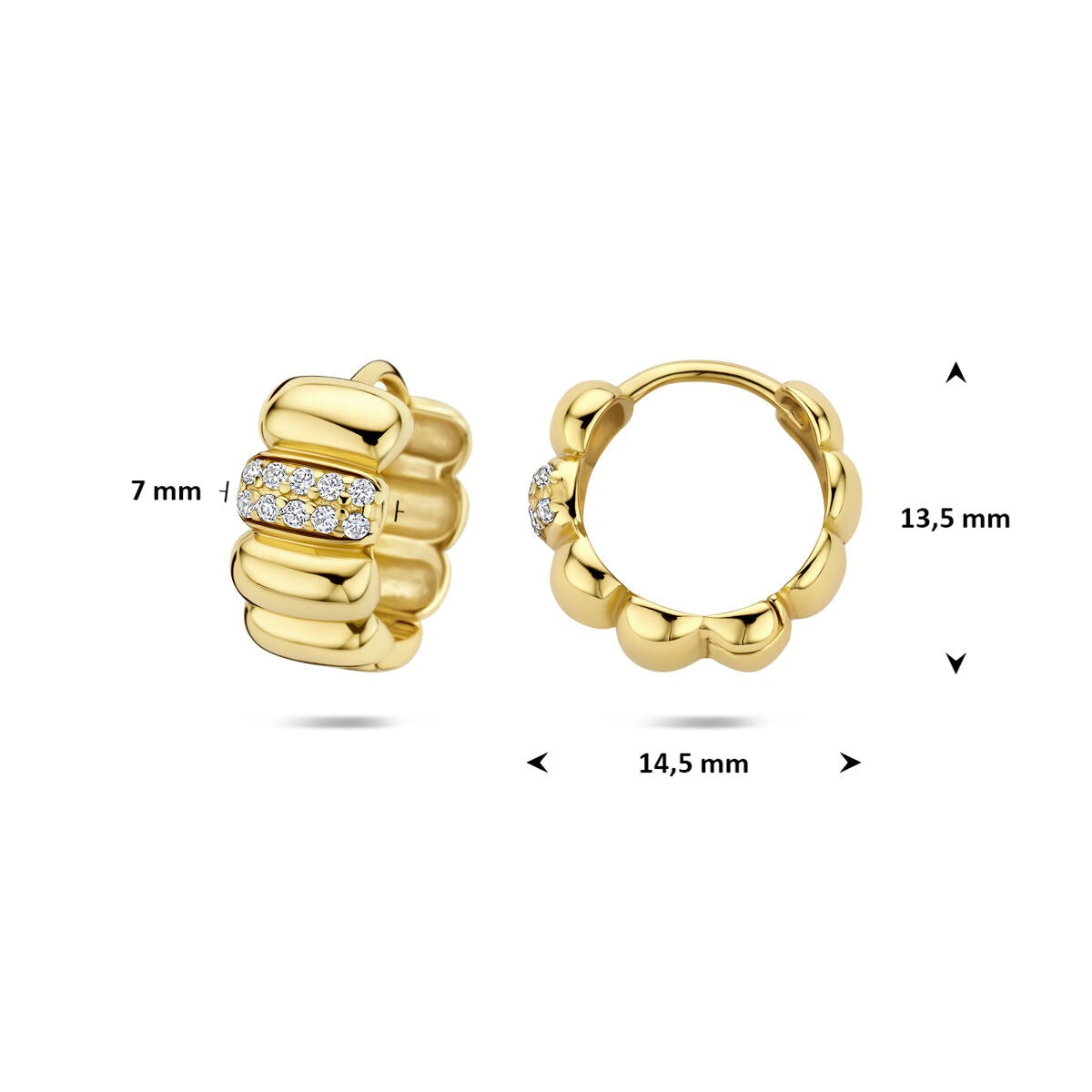 Aros chapados en oro amarillo de plata con circonitas