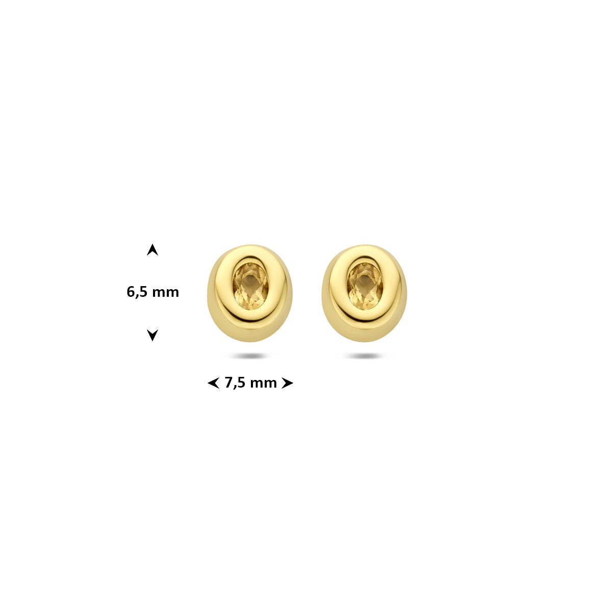Pendientes de botón de oro amarillo con citrino