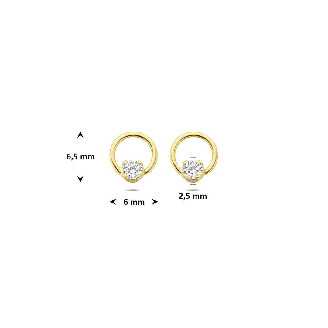 14k geelgouden oorknoppen met lab grown diamant 0,13 ct