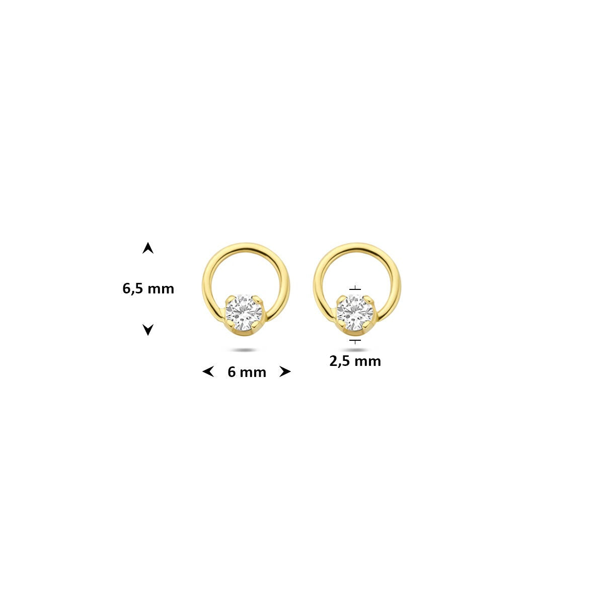 pendientes de botón de oro amarillo con diamante cultivado en laboratorio 0,13 ct
