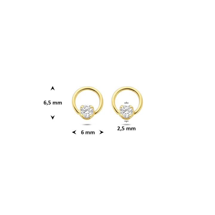 14k geelgouden oorknoppen met lab grown diamant 0,13 ct