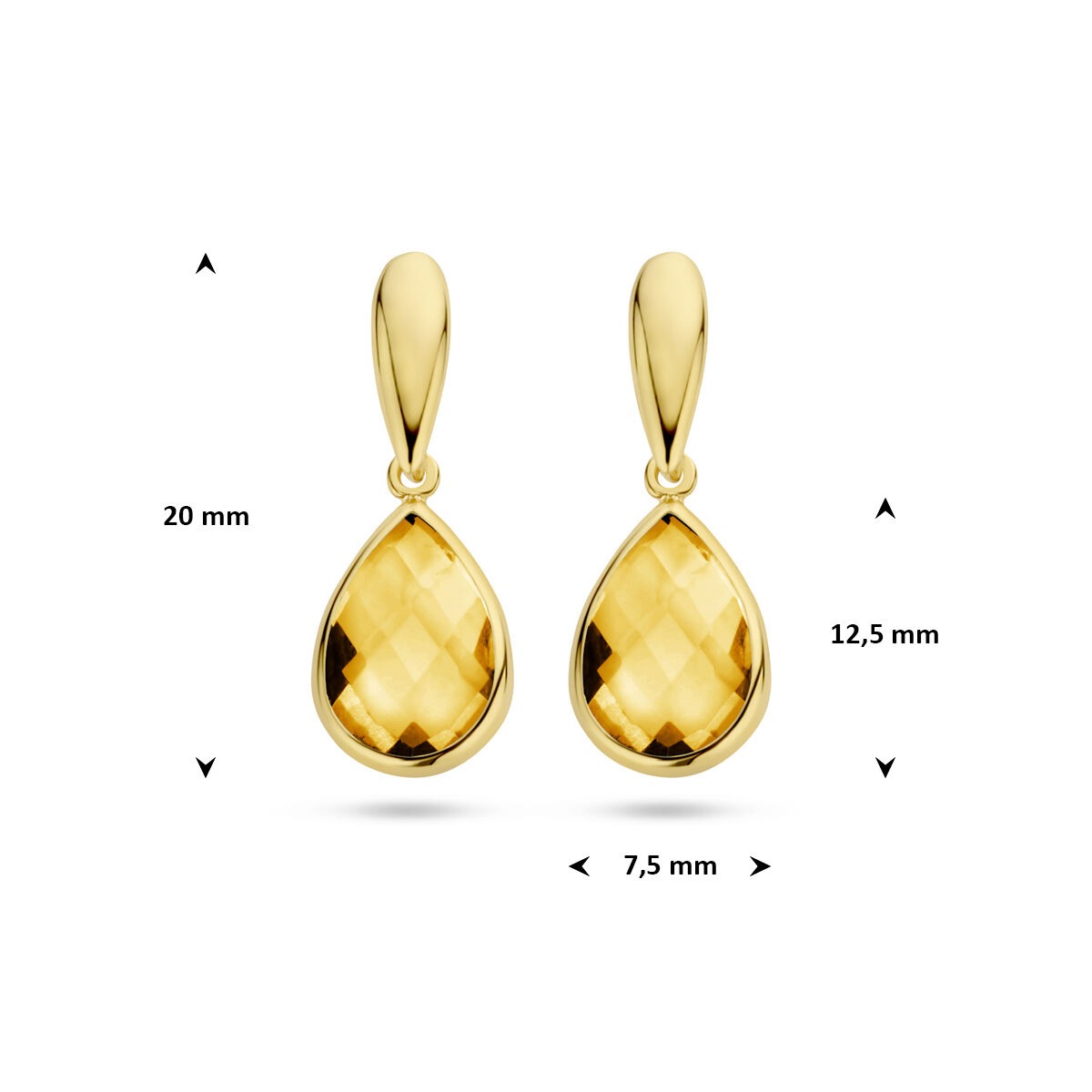 pendientes de oro amarillo de 9k con citrino
