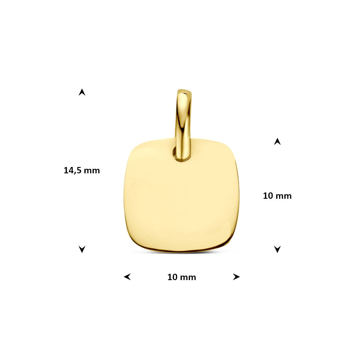 Colgante cuadrado chapado en oro amarillo