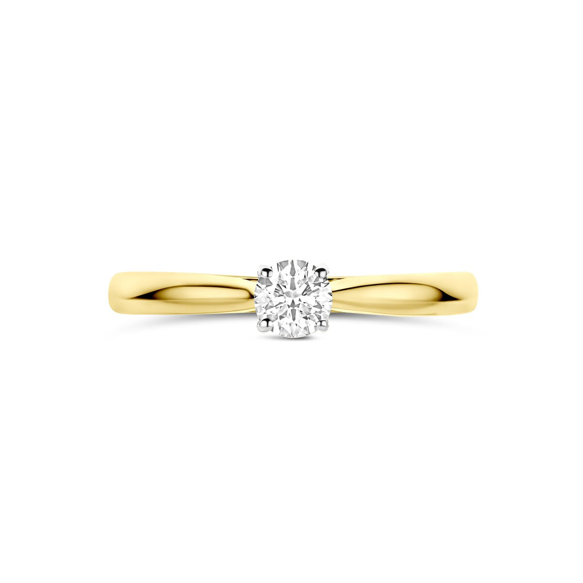 anillo de oro amarillo y oro blanco bicolor de 14k con diamante cultivado en laboratorio de 0.25ct