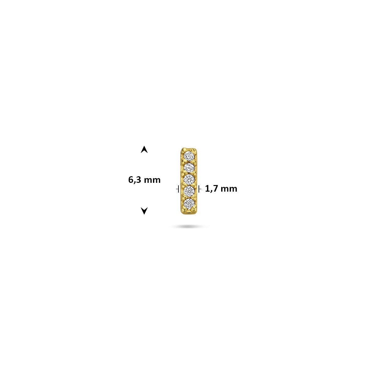Piercing chapado en oro de plata 925 con fila rectangular de circonitas