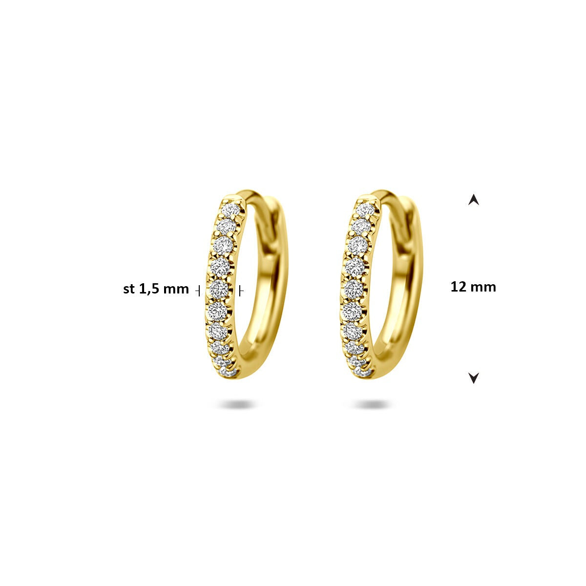 Aros de oro amarillo de 14k con diamante cultivado en laboratorio