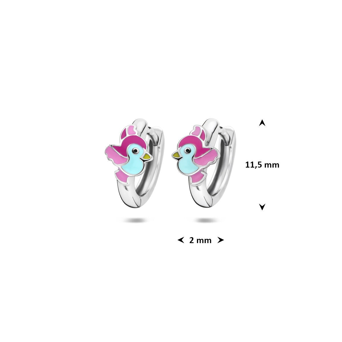 Pendientes infantiles de plata con pajarito – rodiados 925