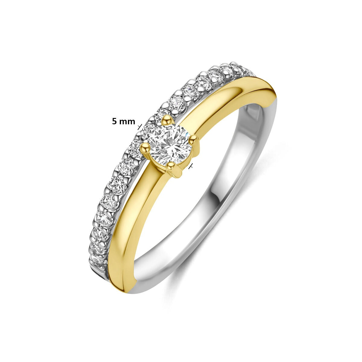 Anillo chapado en oro y rodiado de plata con circonitas