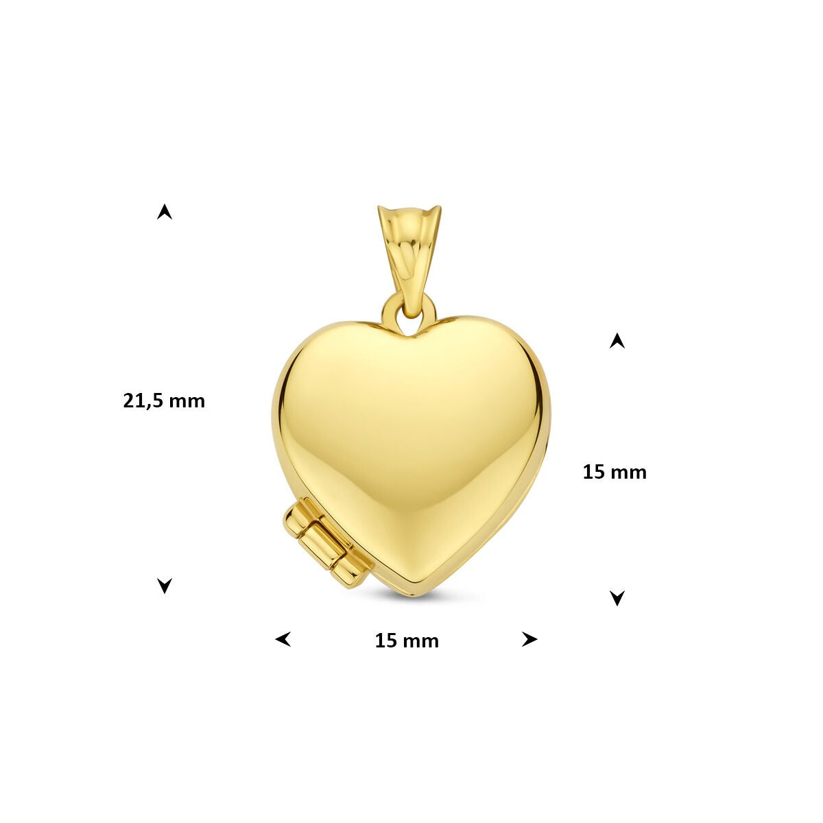 medallón de corazones de oro amarillo 15 mm