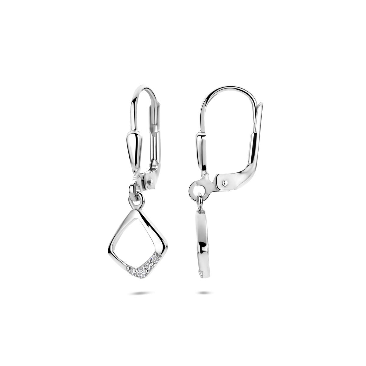 Pendientes de plata con fila de circonitas – 25 mm