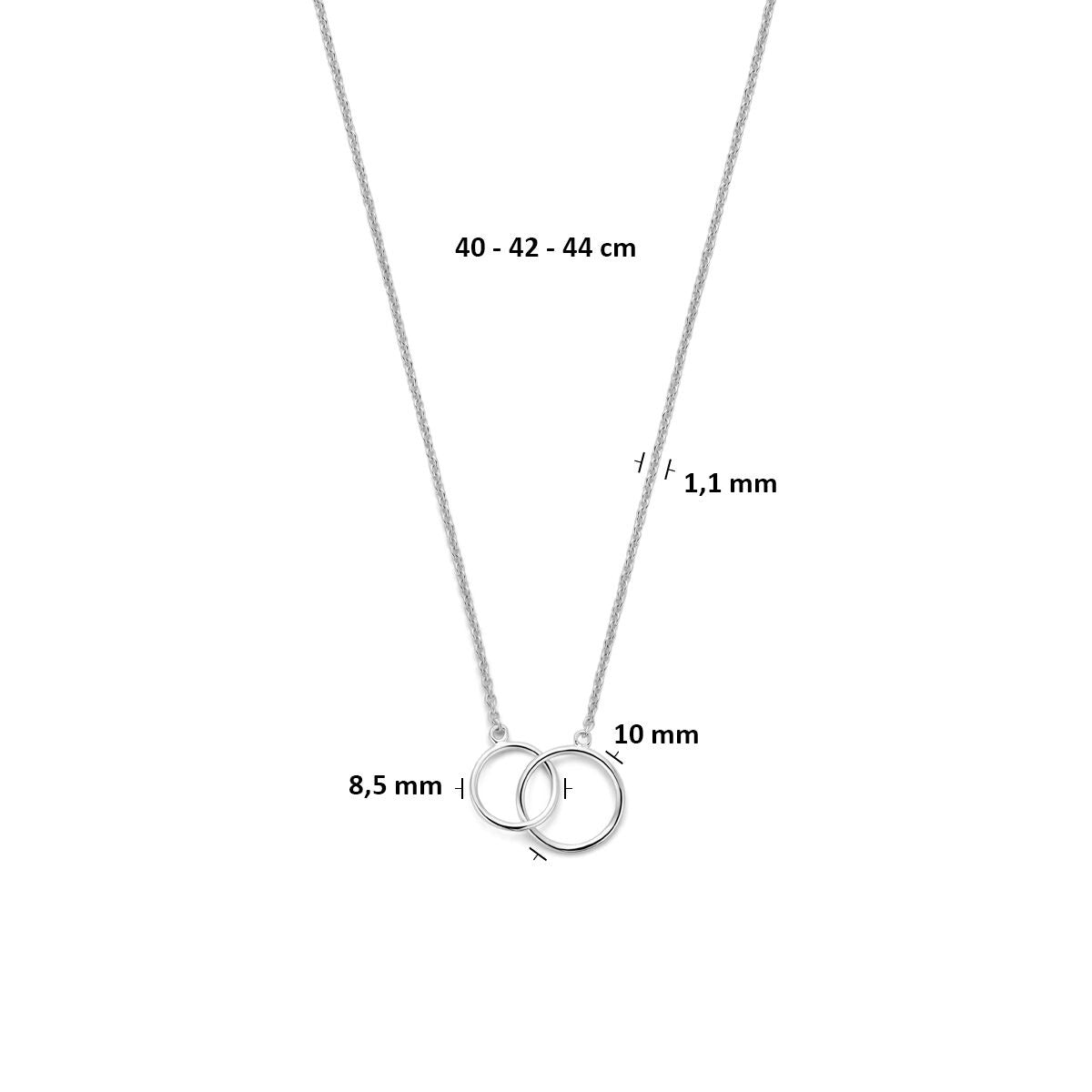 Collar de plata 925 rodiado con círculos