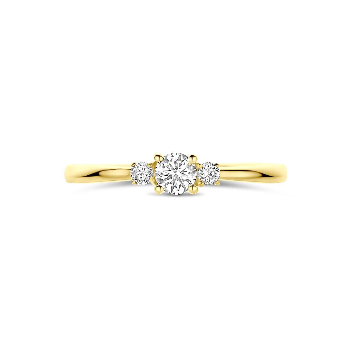 Anillo de oro amarillo de 14k con diamante cultivado en laboratorio de 0.25ct