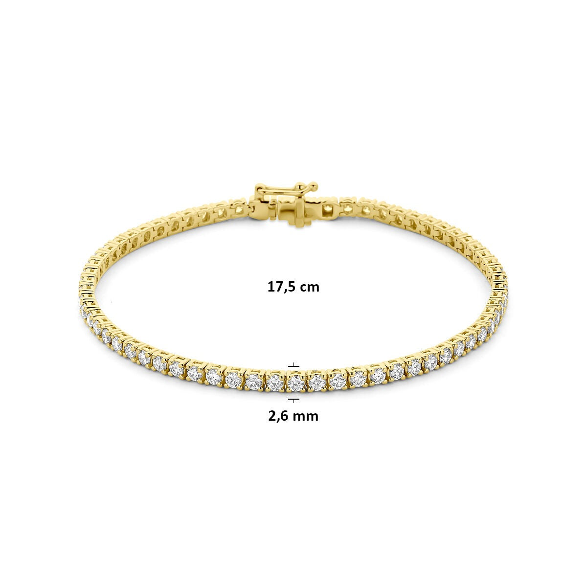 Pulsera chapada en oro de plata 925 con diamante cultivado en laboratorio