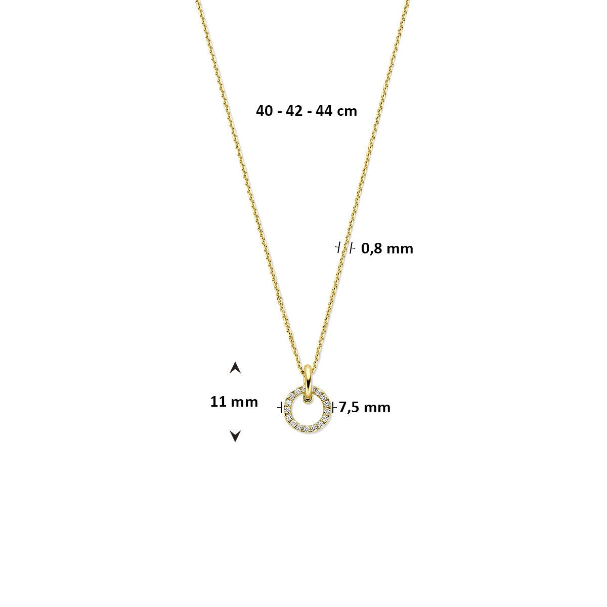 Collar de oro 14k con circonitas – Engaste pavé