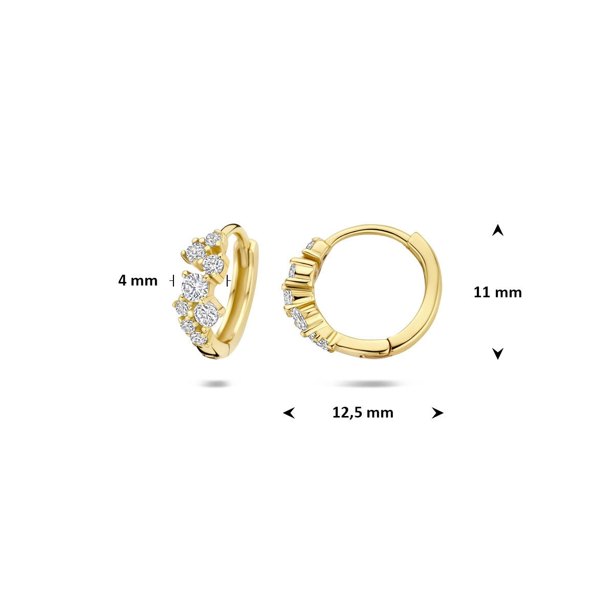Aros chapados en oro amarillo de plata con circonitas