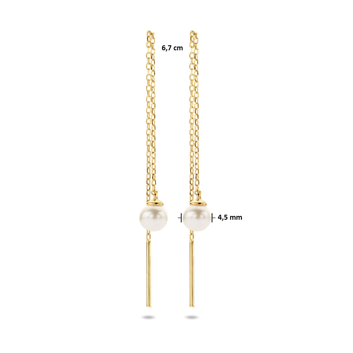 Pendientes de oro amarillo con perla de agua dulce