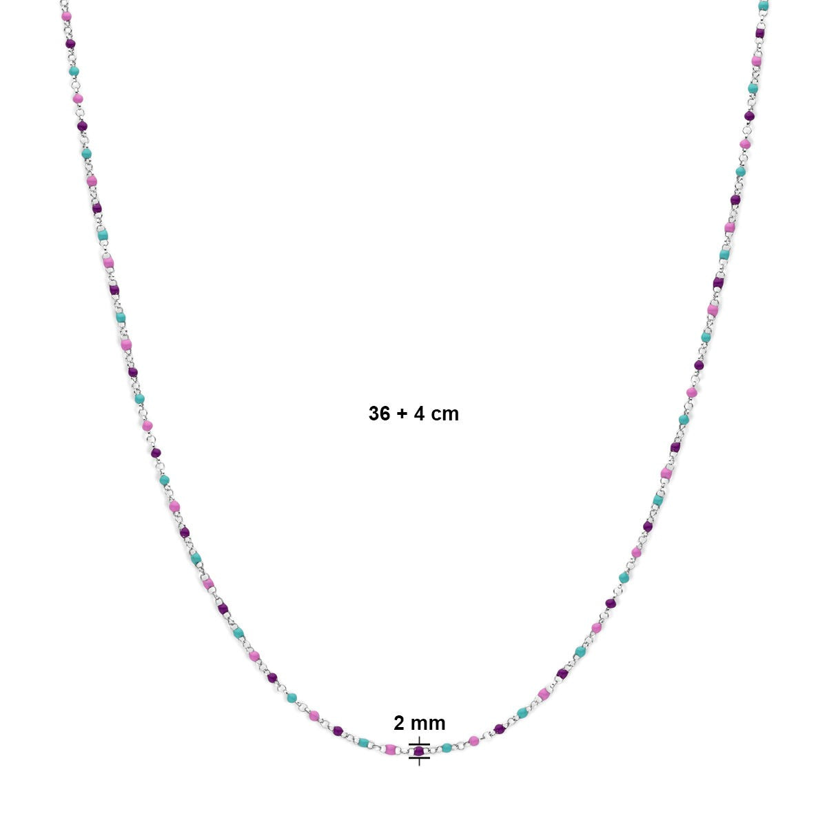 Collar infantil de plata rodiada con bolitas de esmalte – 36-40cm