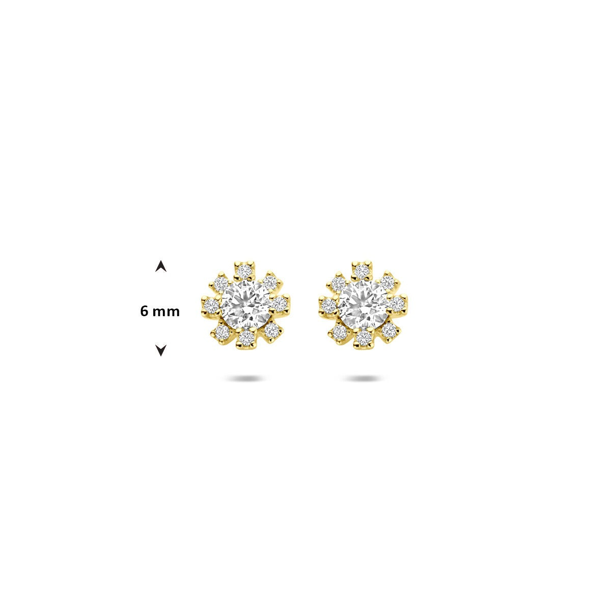 Pendientes de botón de oro 14k con circonitas – Montura Entourage
