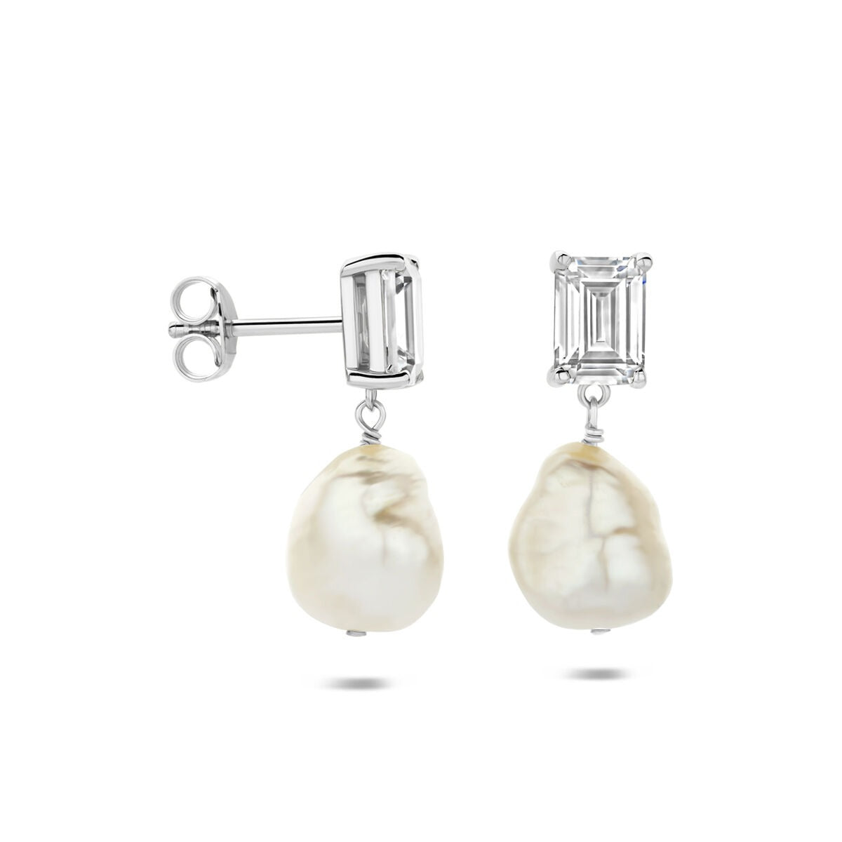 Pendientes de plata 925 con perla y circonita