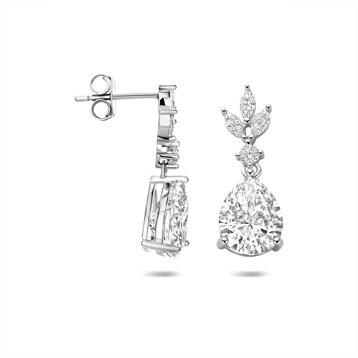 Pendientes de plata rodiada con circonitas