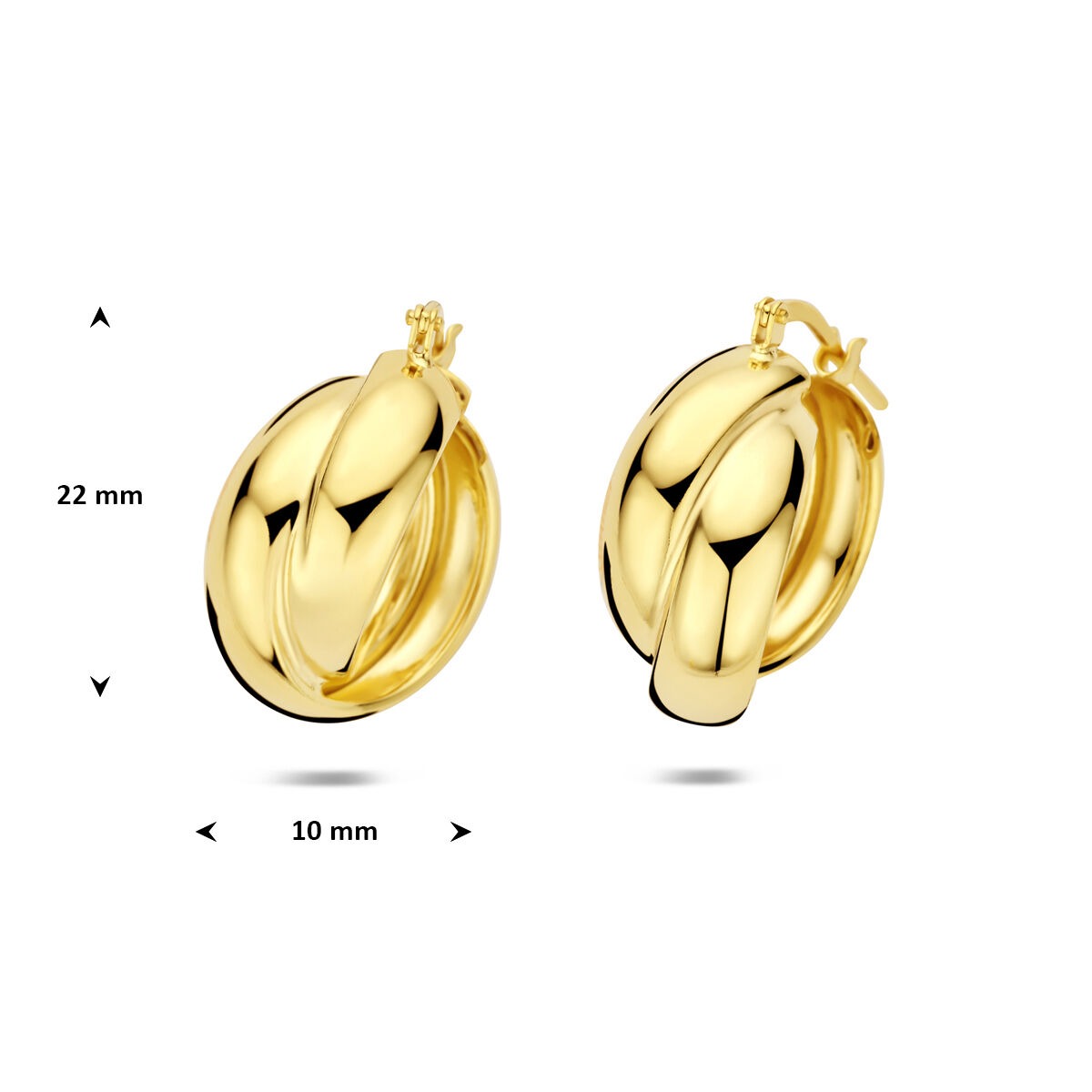 Aros chapados en oro de plata 925 22 x 10 mm