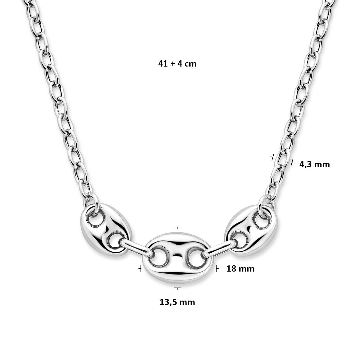 Collar de plata rodiado con eslabón de grano de café