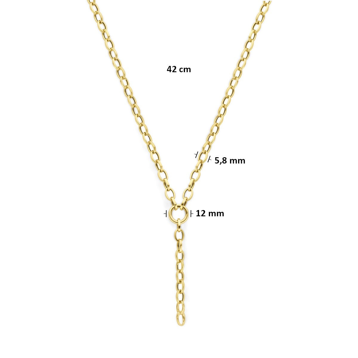 collar Y de oro amarillo de 14k