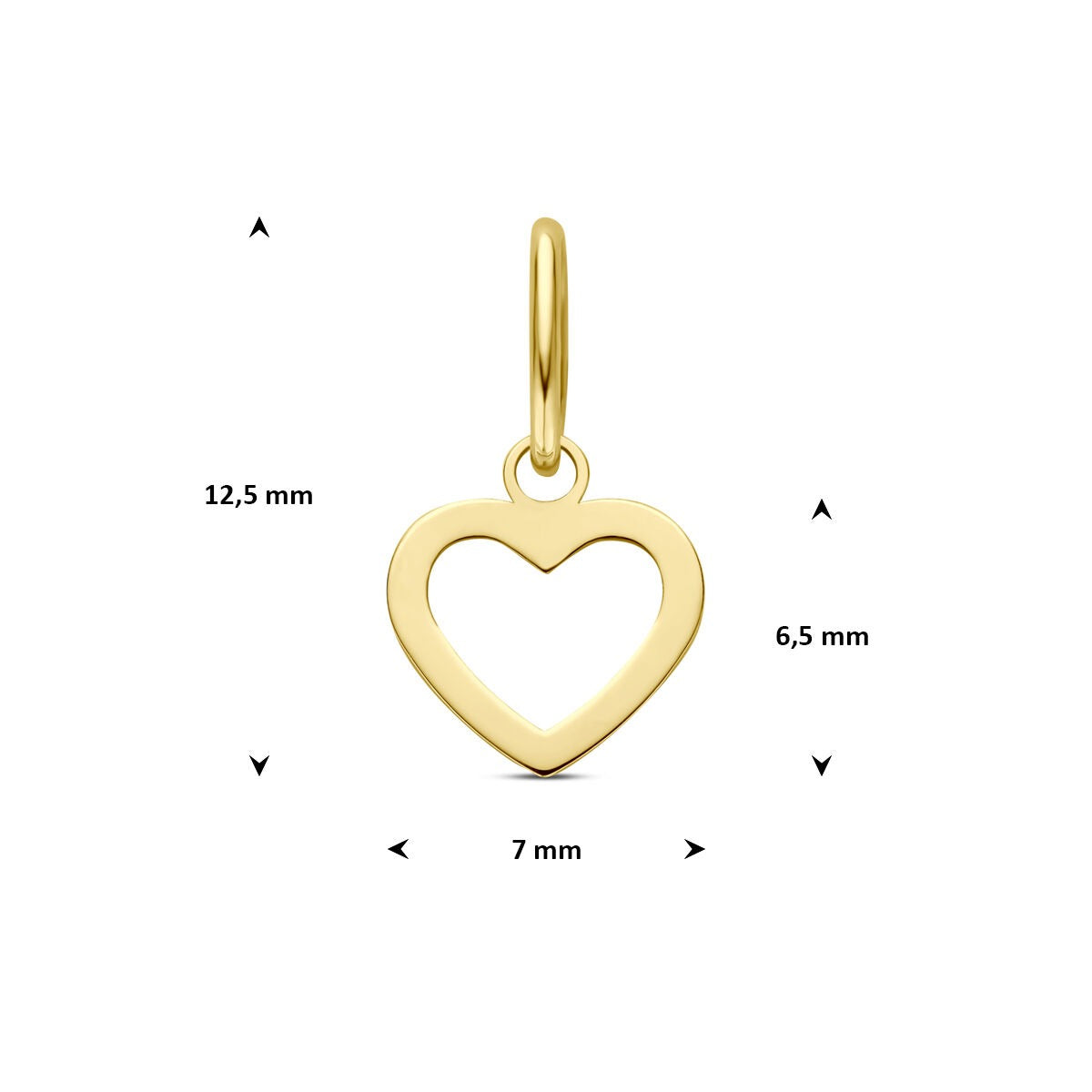 colgante de corazón de oro amarillo de 14k