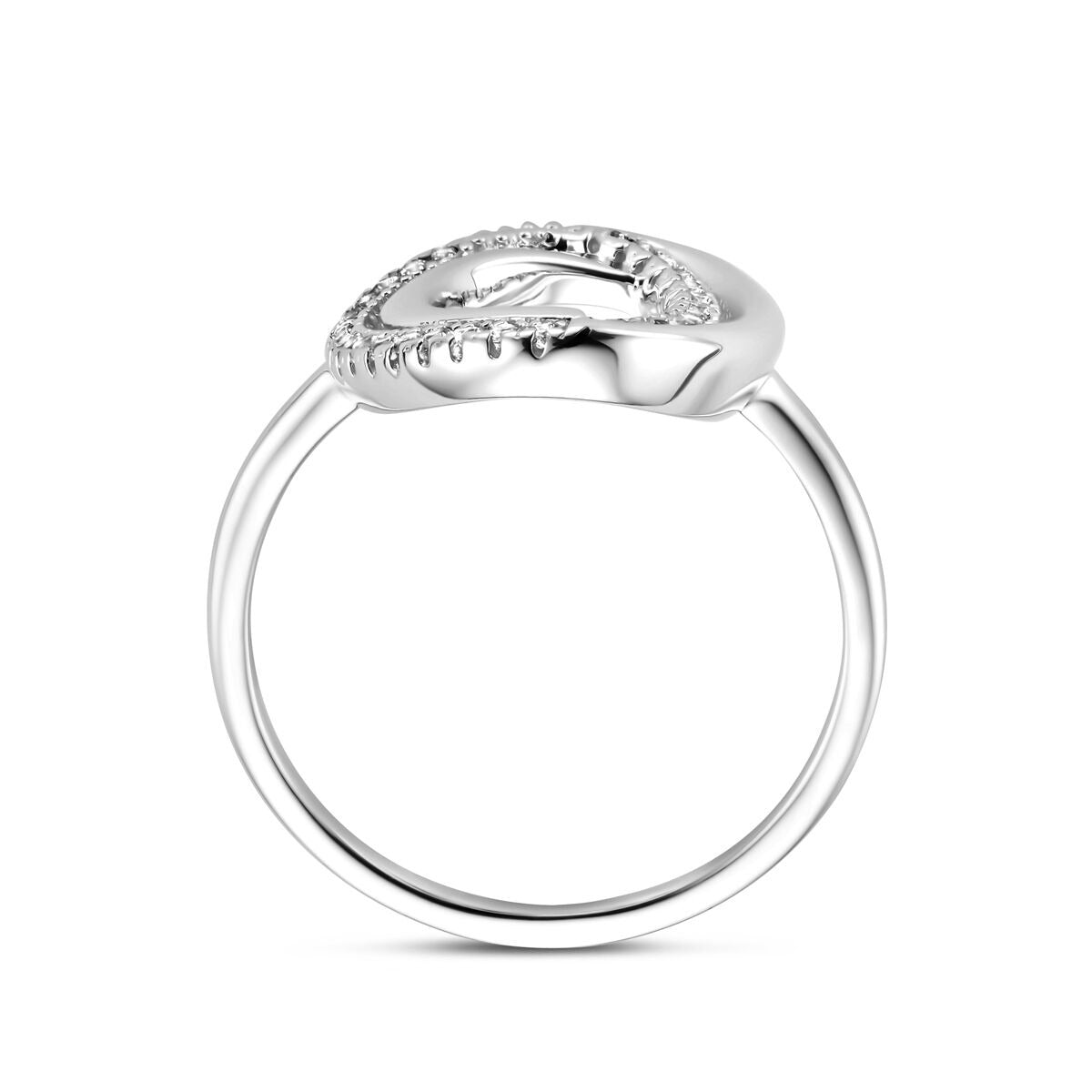 Anillo de mujer de plata con circonitas – diseño ancho 16 mm