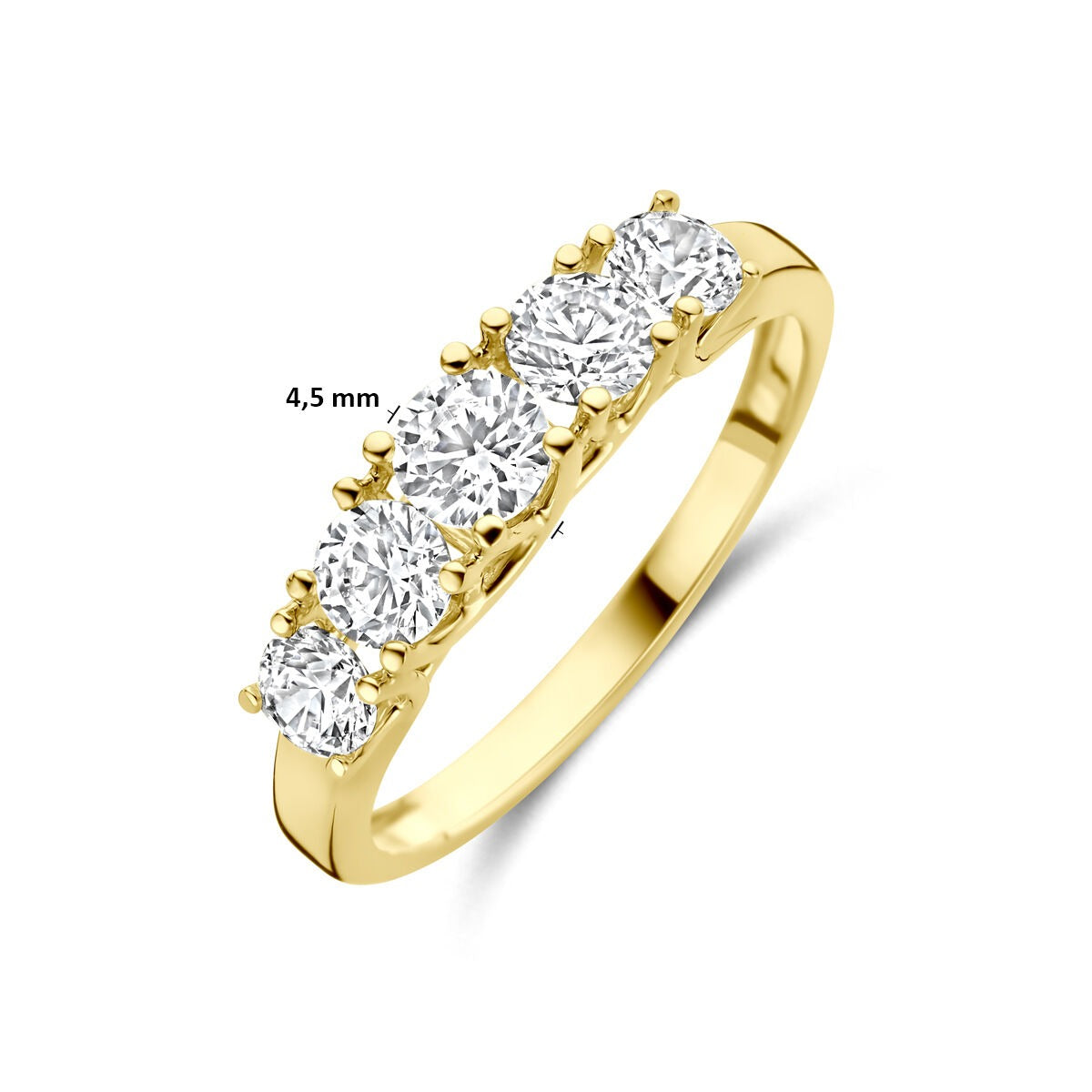 Anillo de mujer en oro amarillo con circonitas – 14k oro amarillo