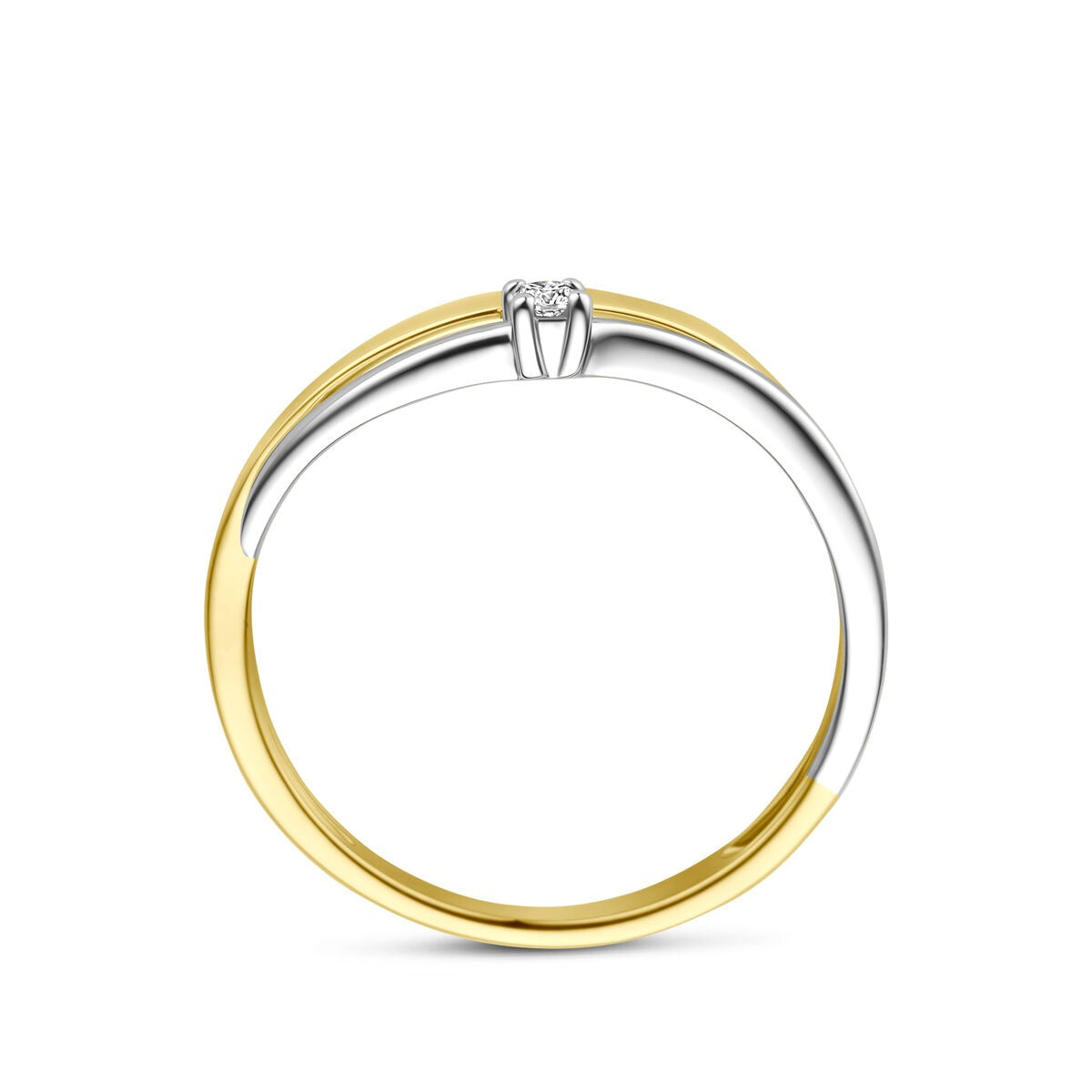 anillo de oro amarillo y oro blanco bicolor de 14k con diamante