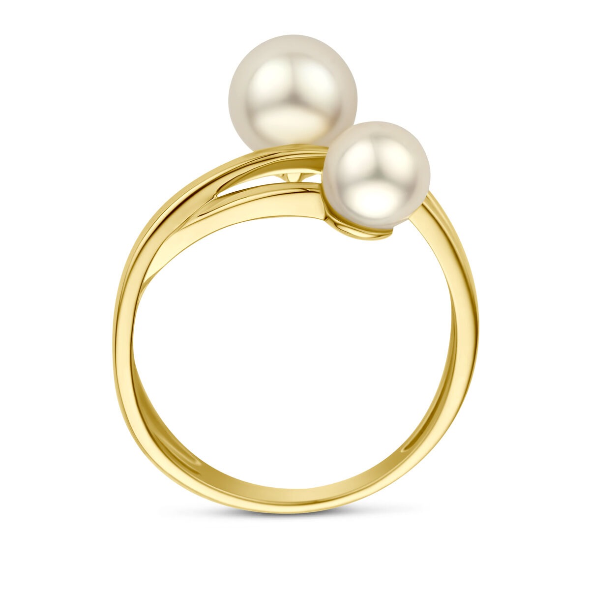 anillo de mujer de oro amarillo de 14k con perlas