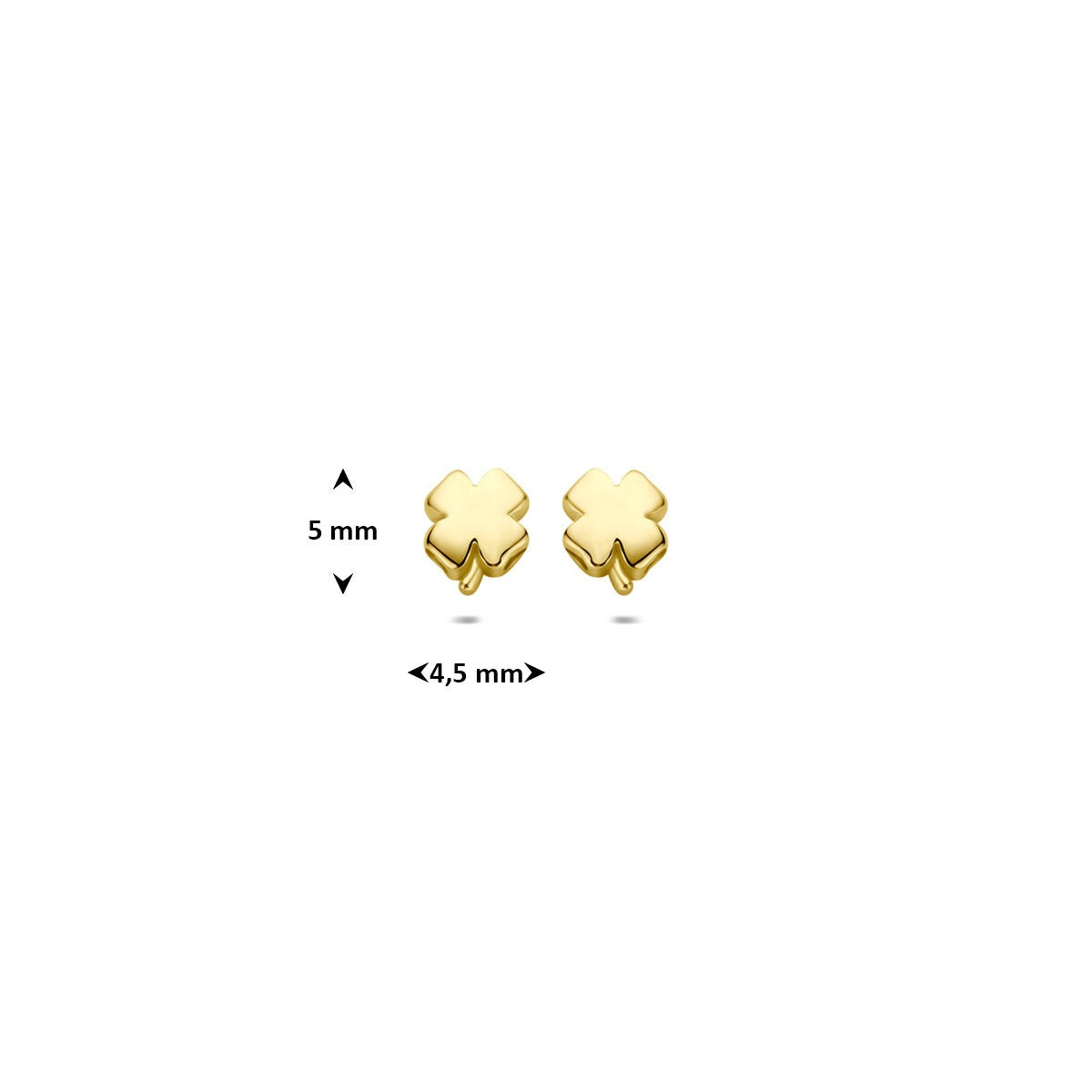 Pendientes de botón de oro amarillo con trébol de 14k